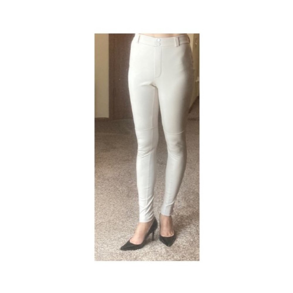 Express Faux Leather Leggings XS Off white